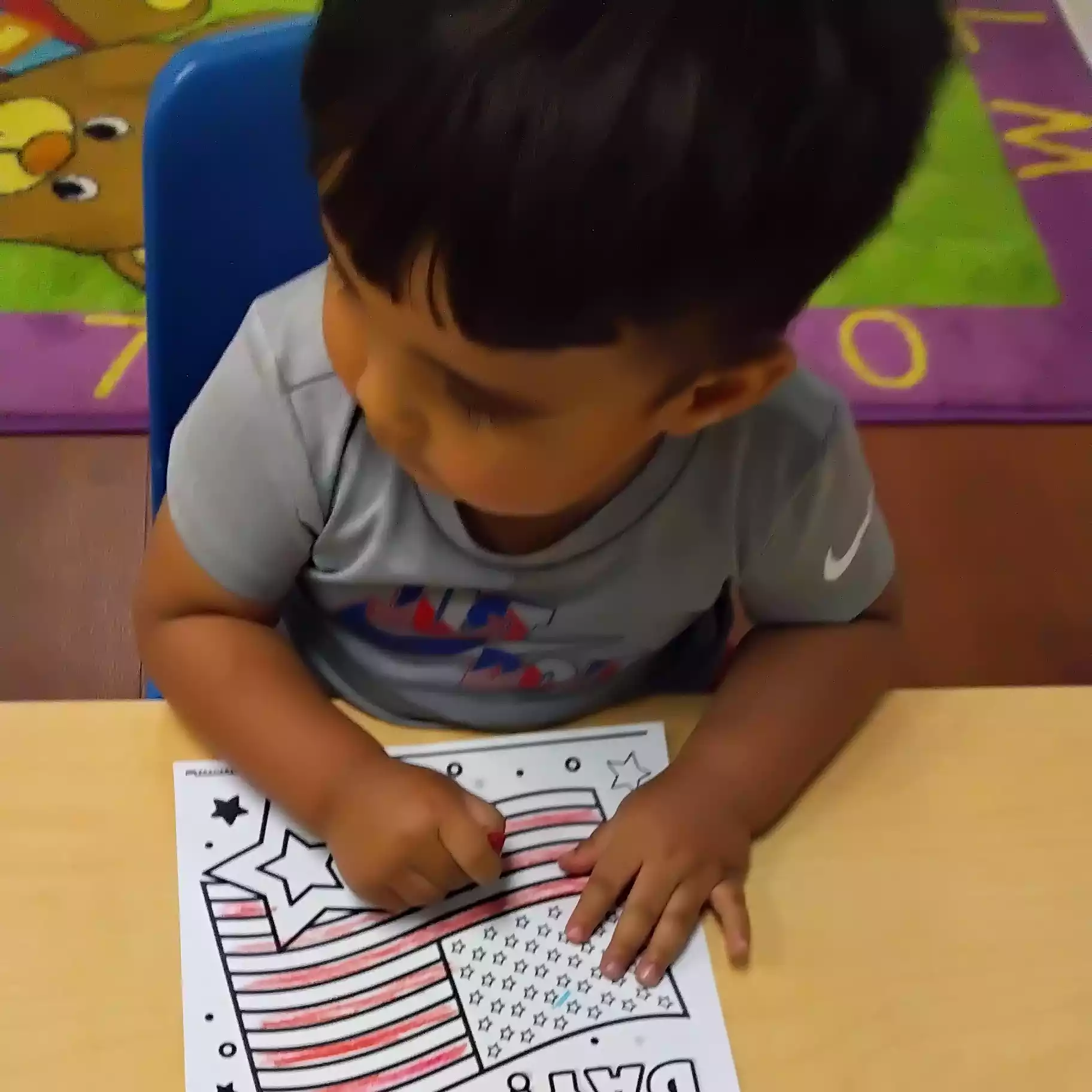 Pinebrook Pre-K Student Coloring Memorial Day Sheet - Pinebrook- Preschool - Pinebrook- Preschool Pinebrook Montessori student coloring Memorial Day sheet